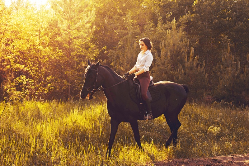 Stylish Woman Equestrian Style Horse Ride