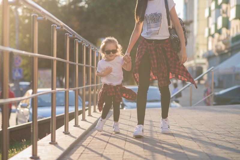 Toddler Mother Matching Outfits T-Shirt Plaid Jeans