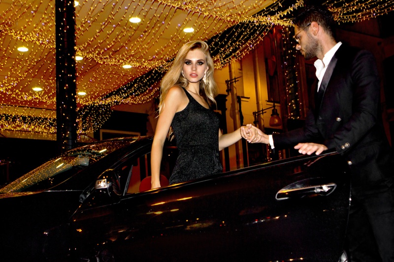 Well Dressed Couple Night Car Luxury