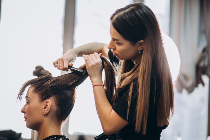 Woman Hair Salon Getting Hair Done Hairdresser