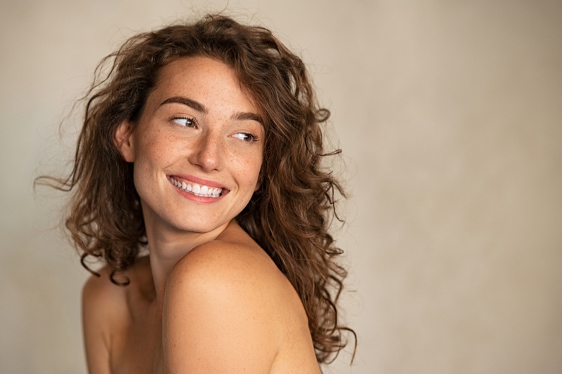 Woman Smiling Natural Beauty Freckles