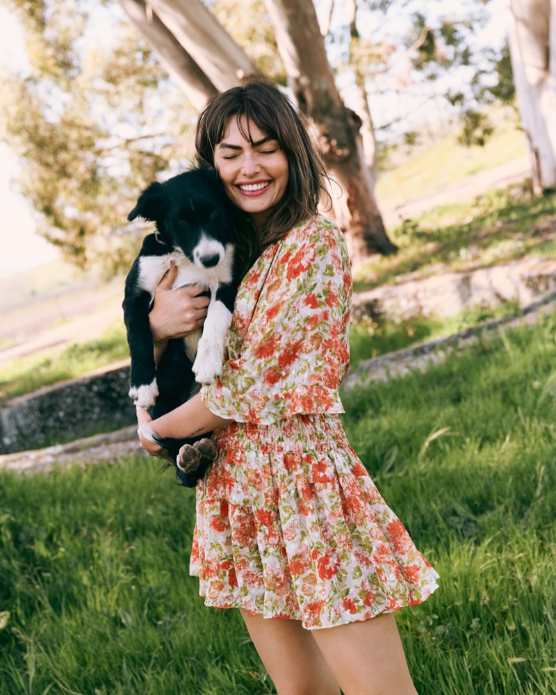 Alyssa Miller poses in Anthropologie picnic style guide. Photo: Graham Dunn