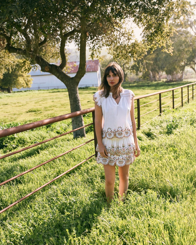 Alyssa Miller poses in Anthropologie picnic style guide. Photo: Graham Dunn