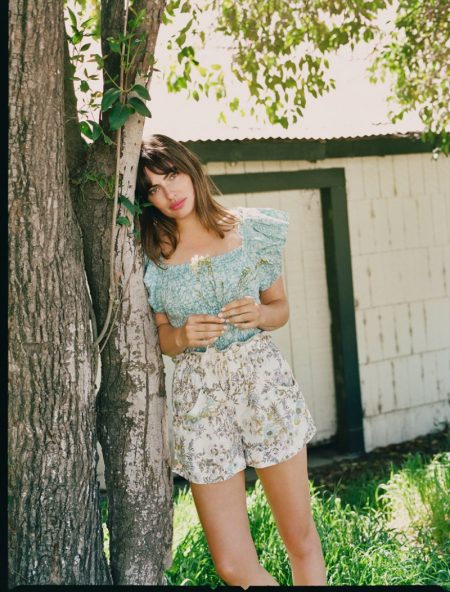 Alyssa Miller Models Anthropologie's Picnic-Ready Outfits Alyssa Miller poses in Anthropologie picnic style guide. Photo: Graham Dunn