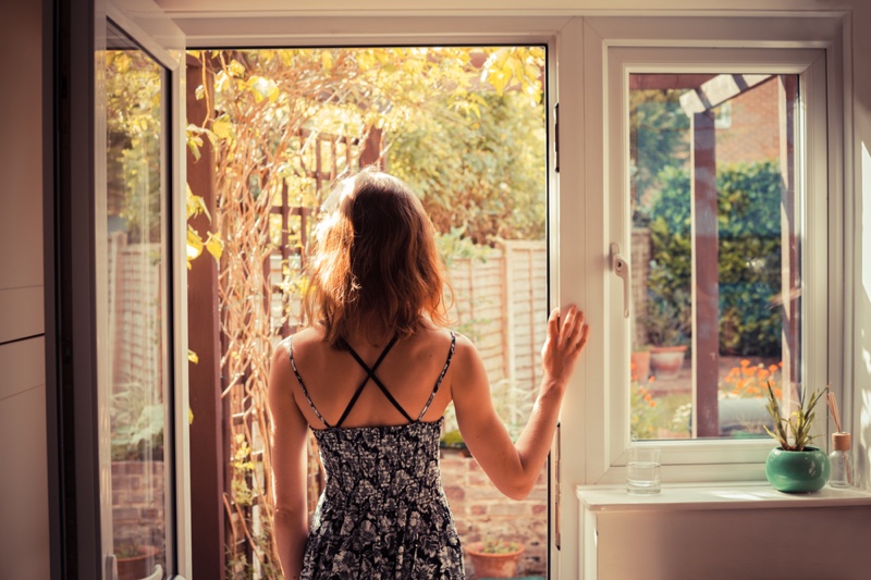 Back Woman Home Summer Garden Window