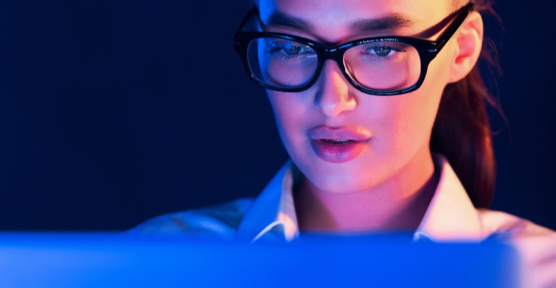 Closeup Model Blue Light Glasses