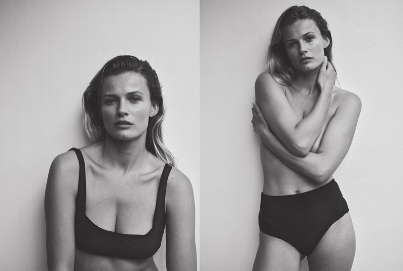 Edita Vilkeviciute poses in Zara Home black bikini top and bottoms.