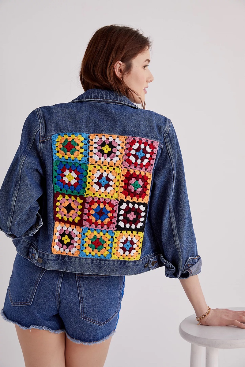 Farm Rio Crochet Denim Trucker Jacket $198