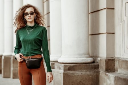 Stay Stylish In 2021 By Following These Tips And Tricks Green Top Brown Pants Belt Bag Trendy Outfit Model