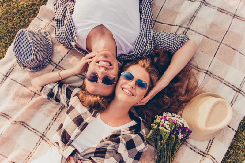 Happy Couple Outdoors Picnic