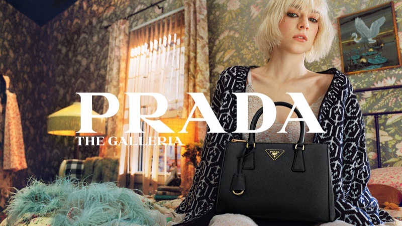 Hunter Schafer stars in Prada Galleria handbag campaign.