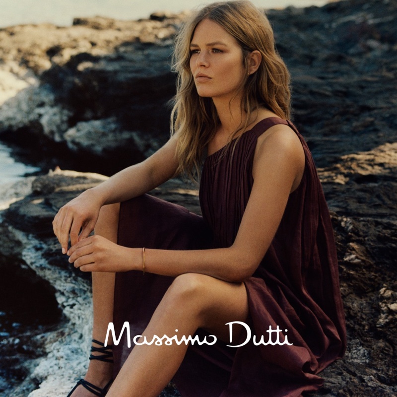 Anna Ewers poses for Massimo Dutti Cahier de Voyage spring-summer 2021 trend guide.