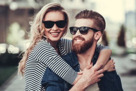 Gift Ideas for Your Boyfriend: Knowing Beard Care Essentials Model Couple Sunglasses Boyfriend Beard Blonde Girlfriend