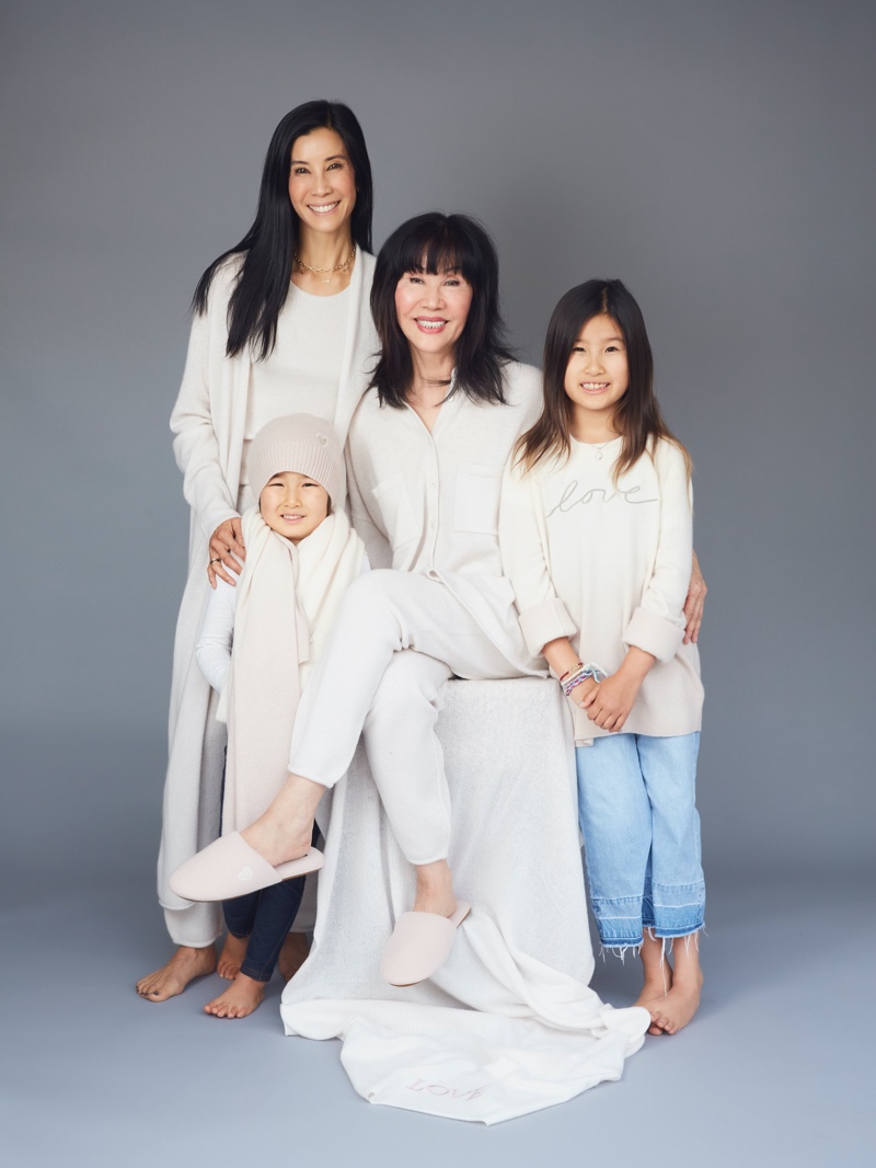 Lisa Ling poses with her mother Mary Ling and children Jett and Ray for Naked Cashmere LOVE campaign.