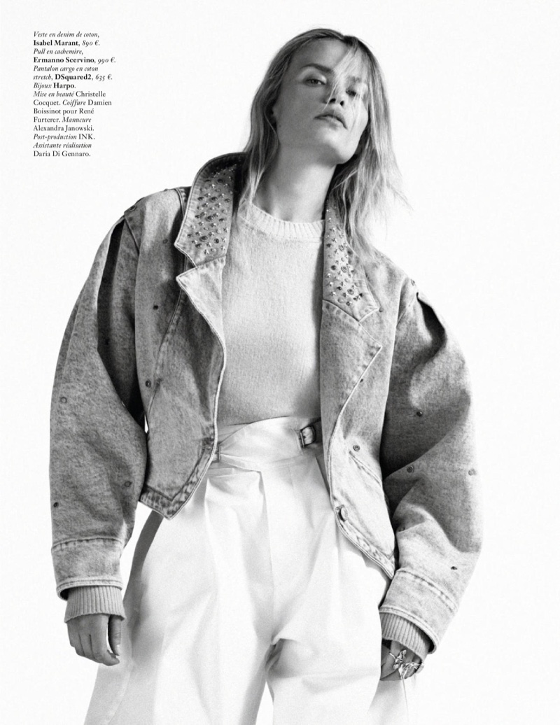 Natasha Poly Rocks Casual Denim Looks for Vogue Paris