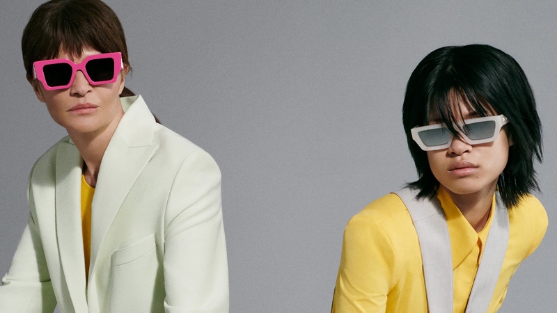 Helena Christensen and Justine Biticon front Off-White eyewear summer 2021 campaign.