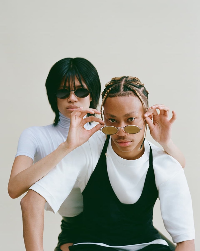 Justine Biticon and Lil Dre appear in Off-White eyewear summer 2021 campaign.