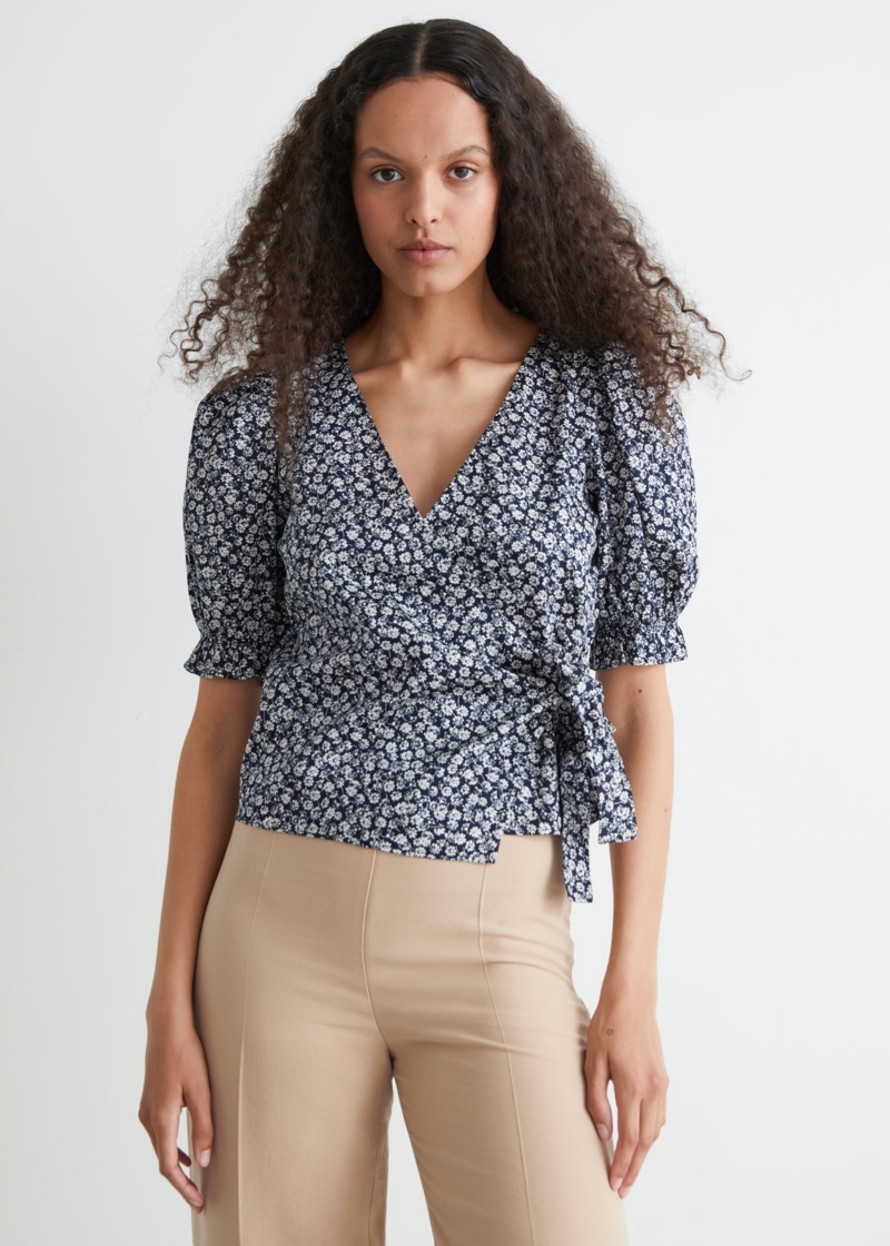 & Other Stories Floral Print Wrap Blouse $69