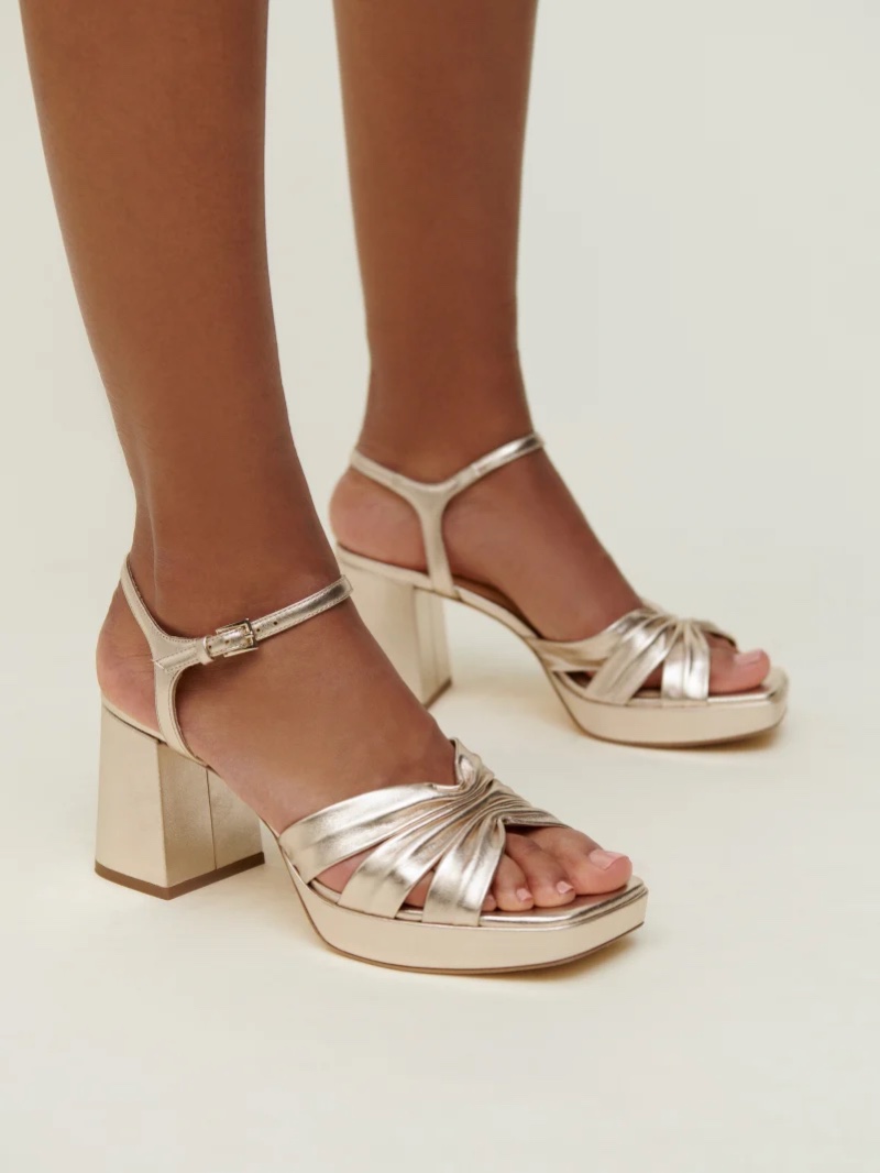 Reformation Maize Platform Sandal in Gold $248