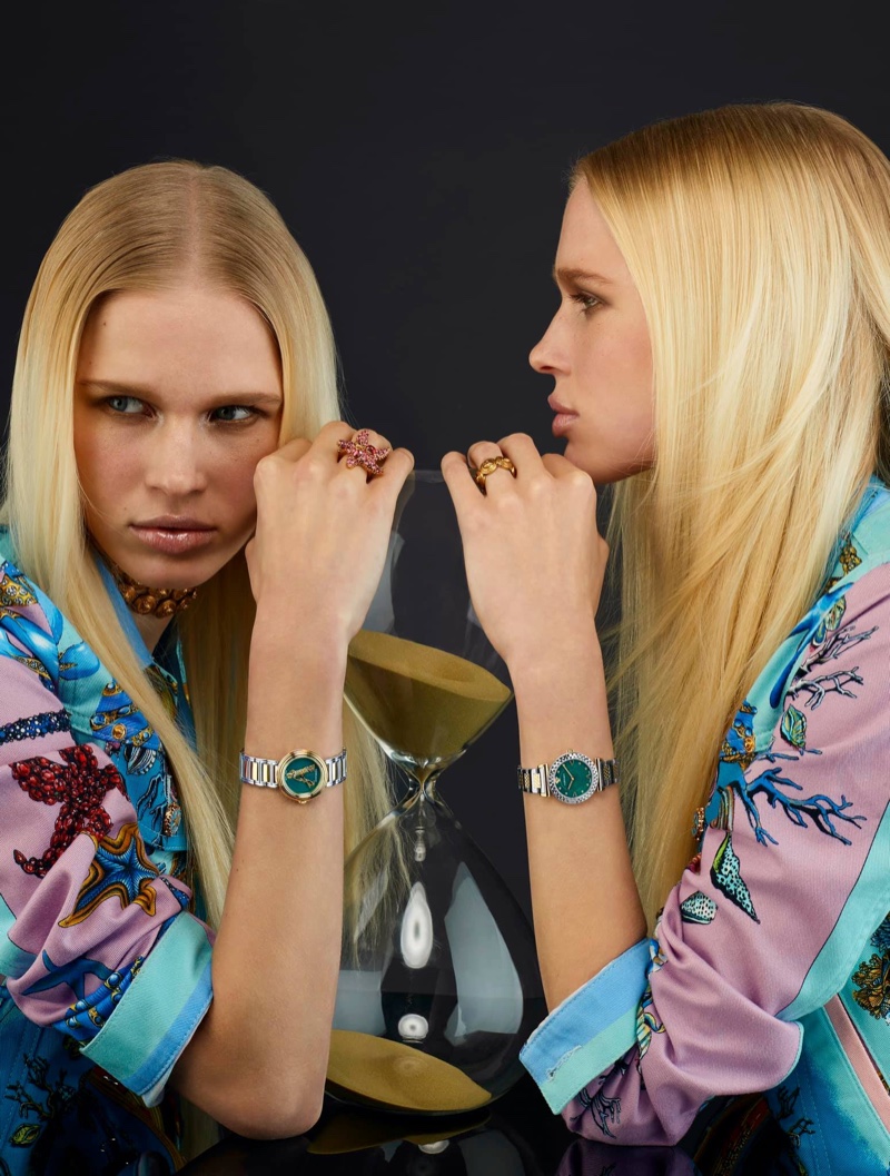 Fien Kloos stars in Versace Watches spring-summer 2021 campaign.