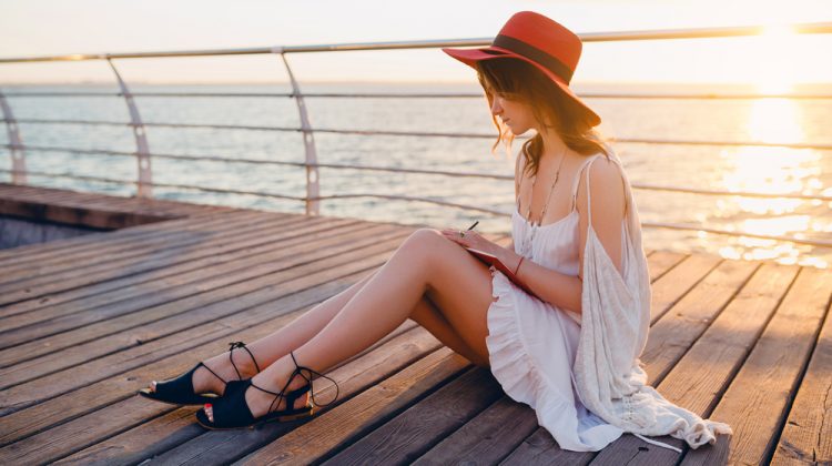 Woman Boardwalk Dress Sandals Hat