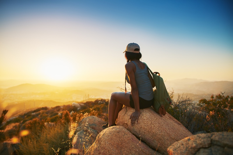 Woman San Diego Back Sitting Rock