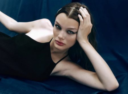 Trending: Kristina Grikaite Models Zara's Latest Slip Dresses Kristina Grikaite poses in Zara strappy rib dress.