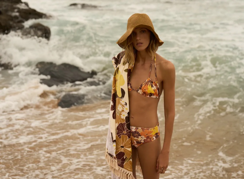 Zara features floral print bikinis in its summer 2021 swimsuit collection.