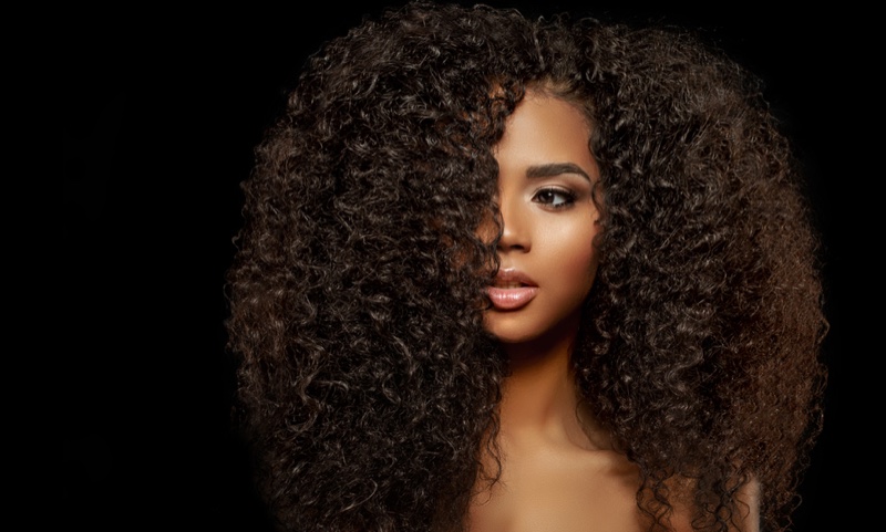 Black Model Big Curly Hair Beauty