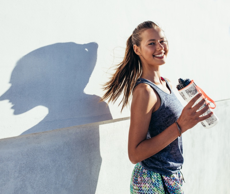 Blonde Woman Workout Water Bottle Health