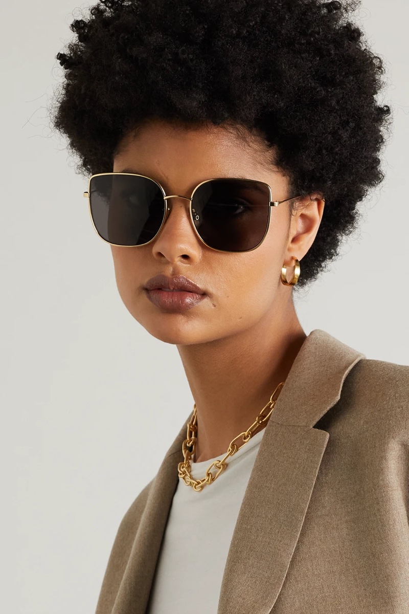 Celine Oversized Square-Frame Gold-Tone Sunglasses $420