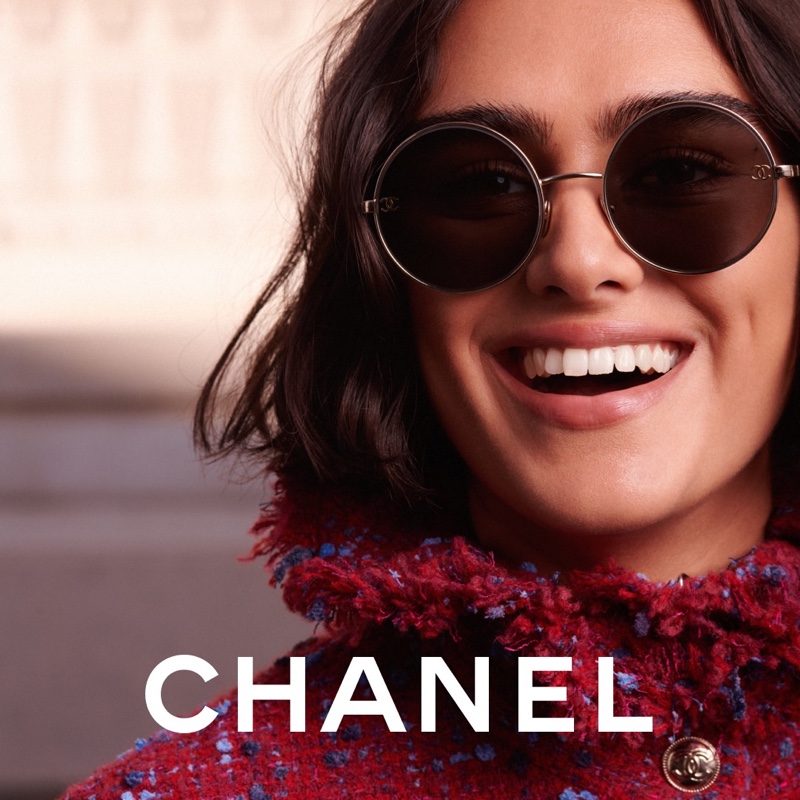 Flashing a smile, Jill Kortleve fronts Chanel Eyewear 2021 campaign.