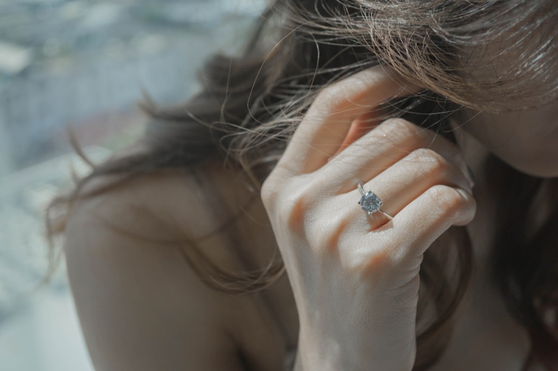 Cropped Woman Diamond Ring Sunlight