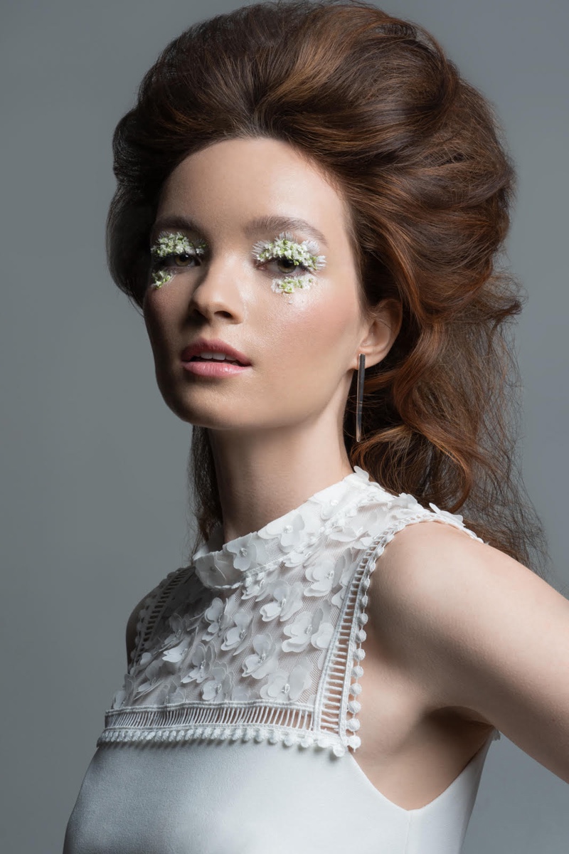 Robert Lee Morris Sculptural Stick Linear Earrings and Betsey Johnson Floral Appliqué Dress. Photo: Jeff Tse