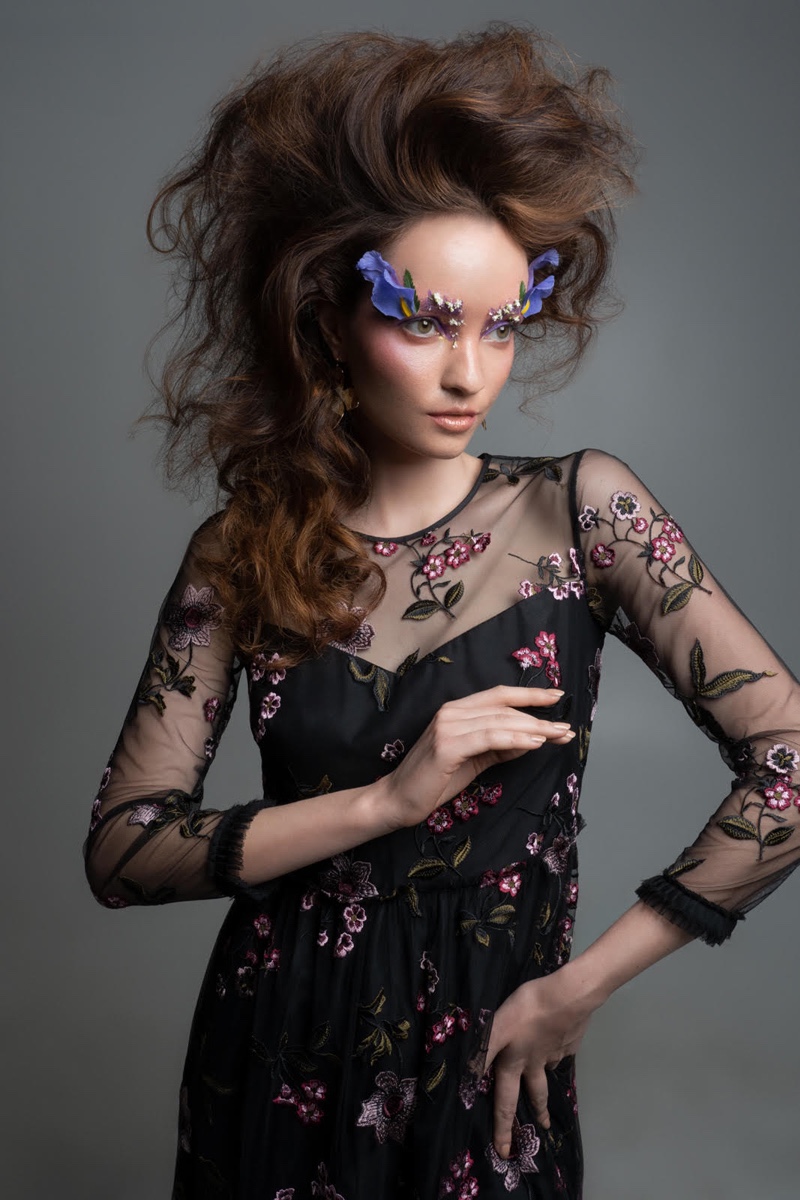 Shoshanna Floral Mesh Gown and Earrings stylist's own. Photo: Jeff Tse