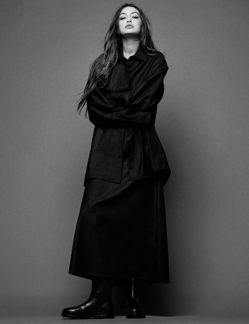 Gigi Hadid Poses in Black & White for i-D