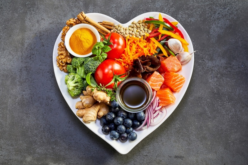 Healthy Plate Food Diet Vegetables Heart Shaped