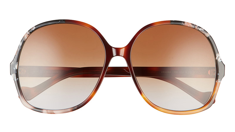 LOEWE Gradient Round Sunglasses in Light Havana and Brown/Grey Lenses $330