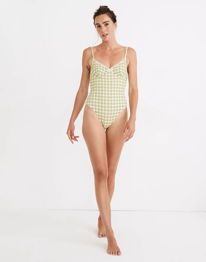 Madewell x Solid & Striped Taylor One-Piece Swimsuit in Textural Gingham $178