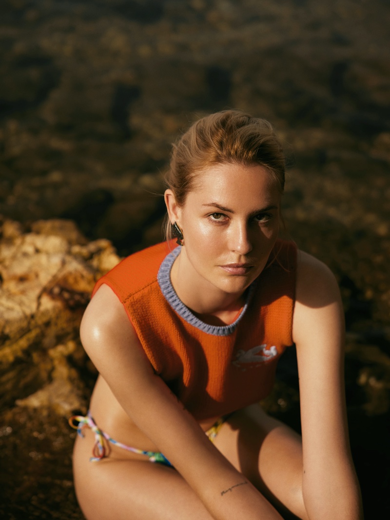 Nadja Bender Embraces Casual Swim Styles for Harper's Bazaar Turkey