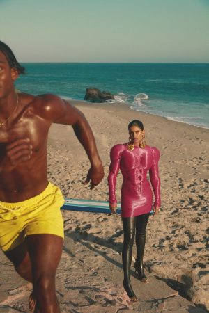 Sara Sampaio Models Statement Beach Looks for Harper's Bazaar Greece