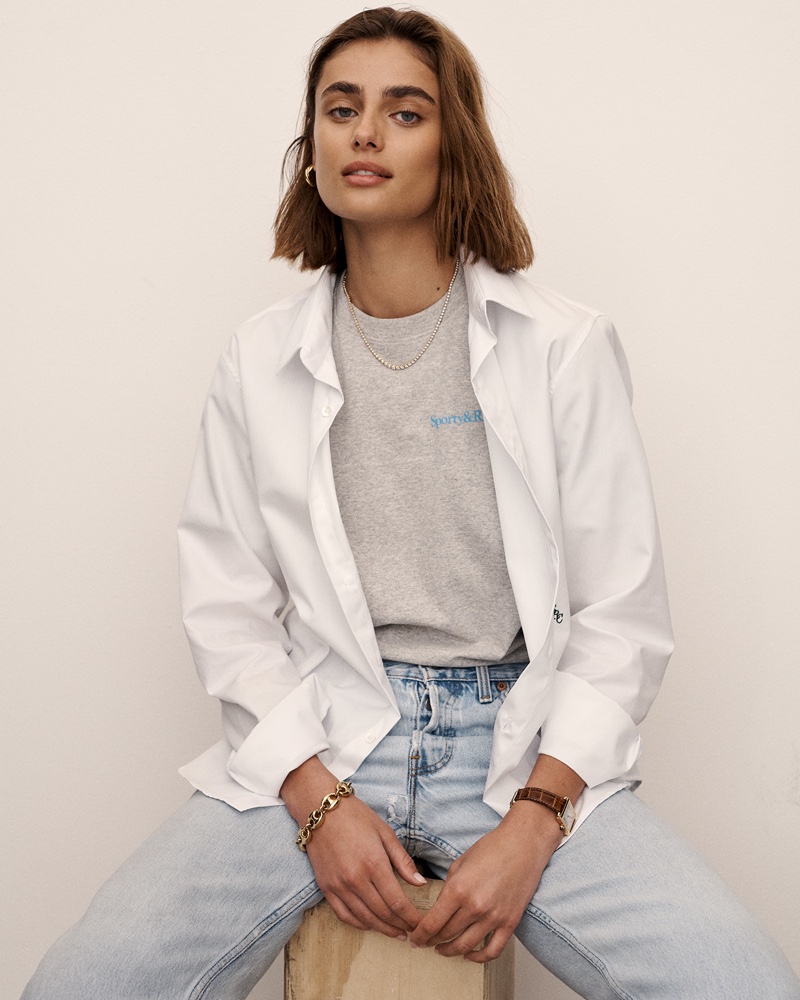 Taylor Hill poses for Sporty & Rich summer 2021 campaign.