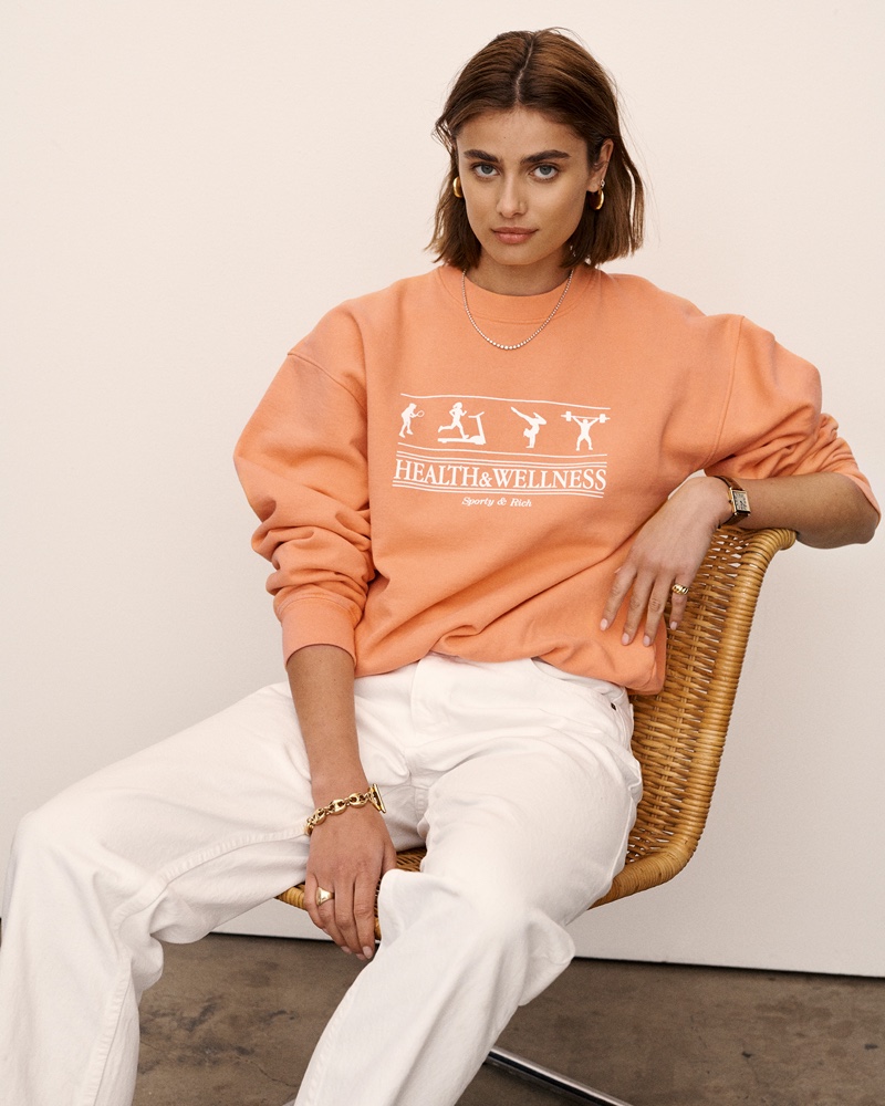 Taylor Hill poses for Sporty & Rich summer 2021 campaign.