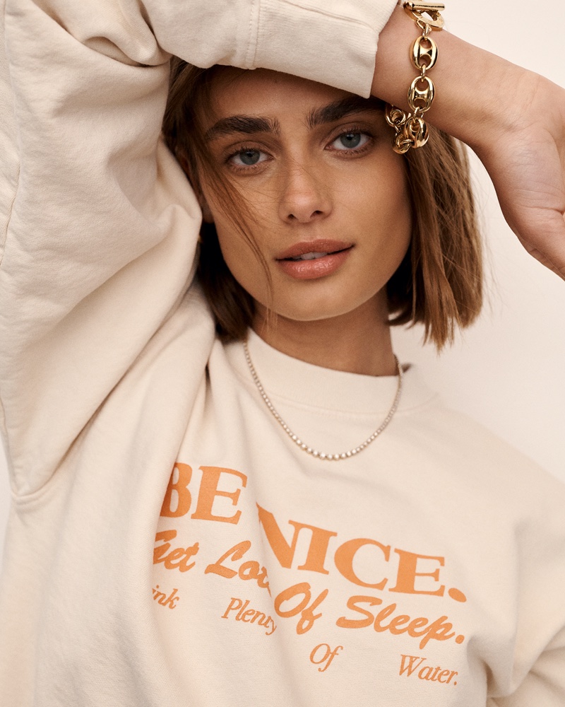 Taylor Hill poses for Sporty & Rich summer 2021 campaign.