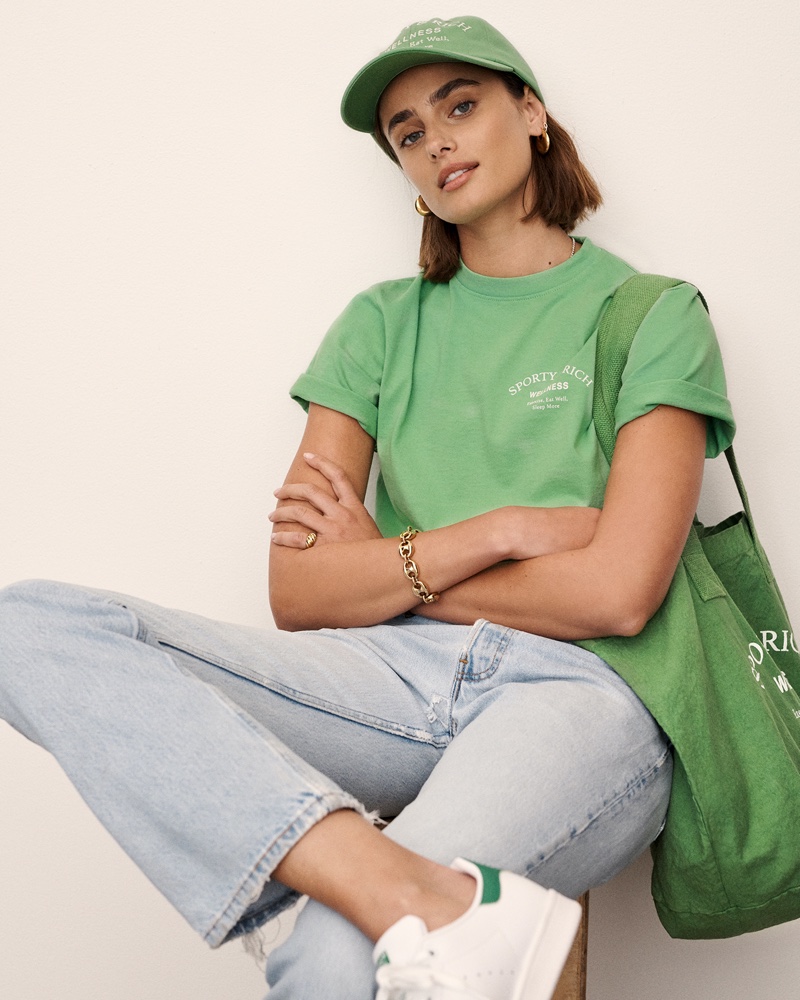 Taylor Hill poses for Sporty & Rich summer 2021 campaign.