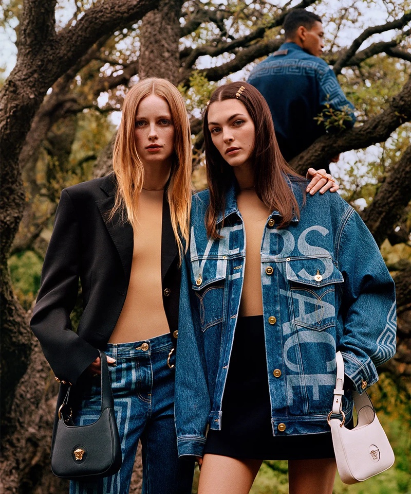 Versace highlights denim in pre-fall 2021 campaign.