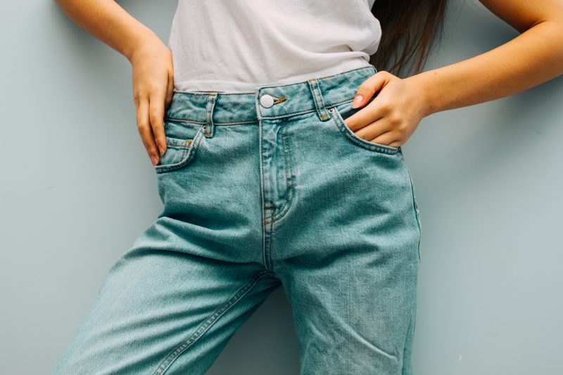 Woman Wearing Mom Jeans