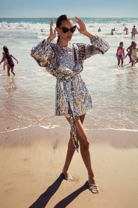 Vive la Fête: Zara Unveils Summer Party Dresses Binx Walton wears Zara sequin mini dress.