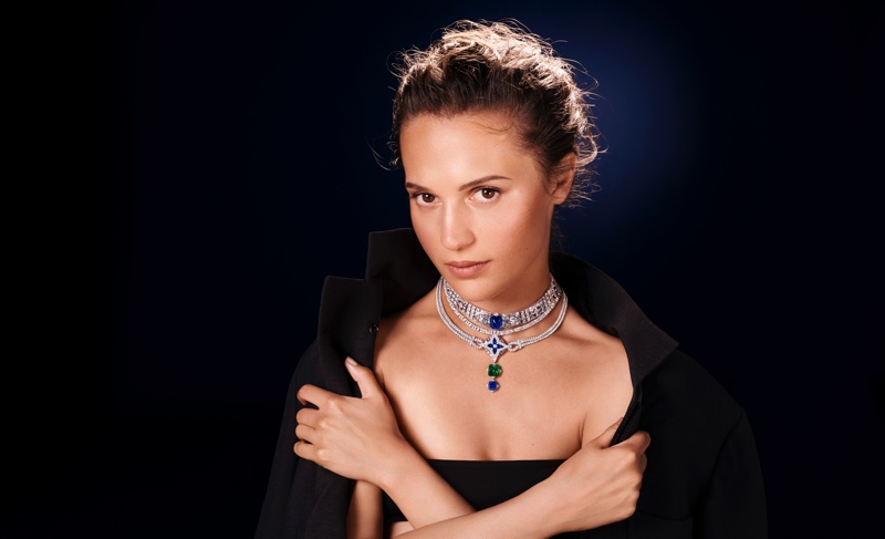 Actress Alicia Vikander poses for Louis Vuitton's first high jewelry campaign.