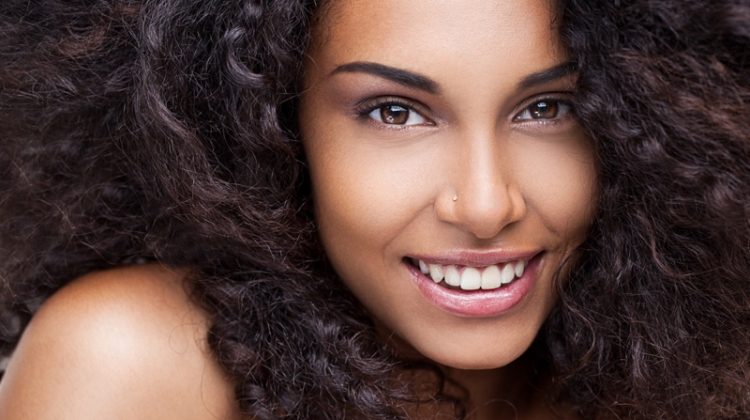 Black Woman Curly Hair Fresh Skin Beauty